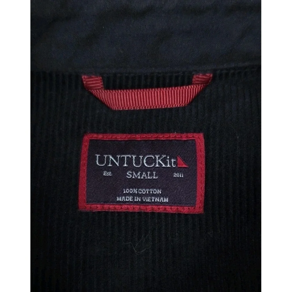 UNTUCKit Mens Small Navy Blue Corduroy Button Down Shirt Jacket Long Sleeve